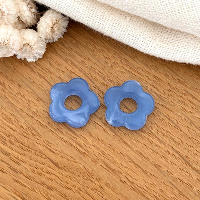 Fleurs "Flora" acétate-Boucles d'oreilles-instants-plaisirs-Bleu Jean-Instants Plaisirs | Bijoux