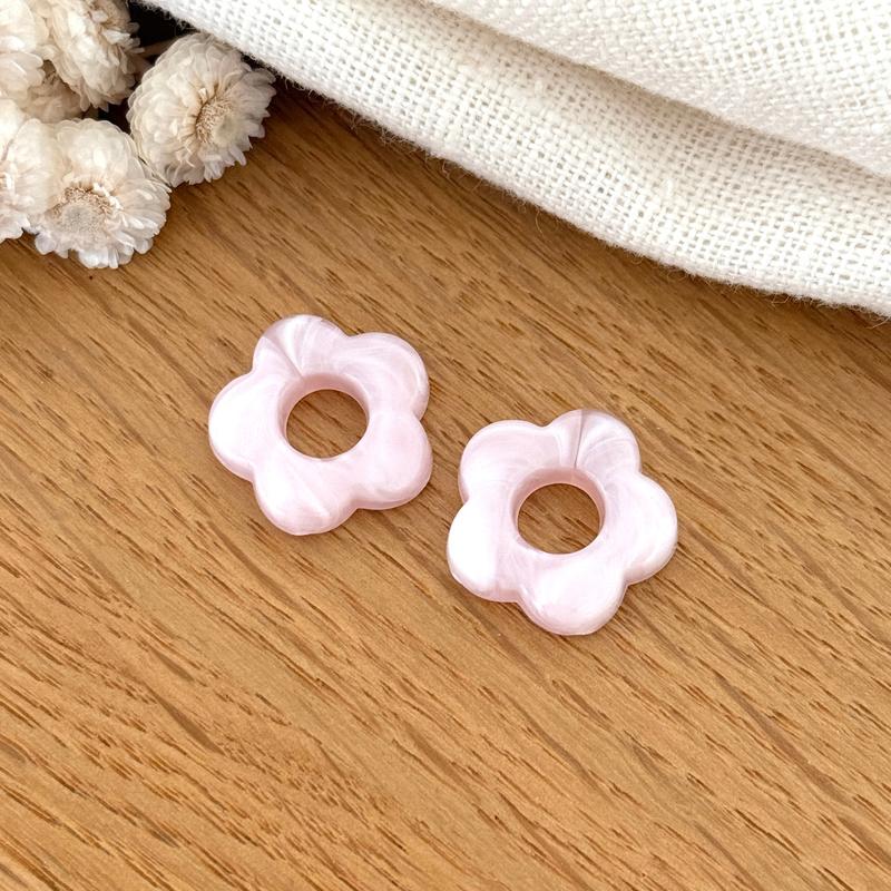 “Flora” acetate flowers-Earrings-instants-plaisirs-Pale pink-Instants Plaisirs | Jewelry