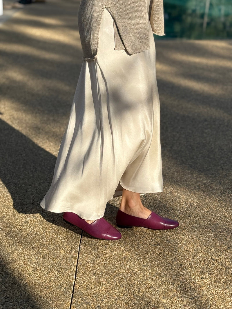 Burgundy Leather Slip-On