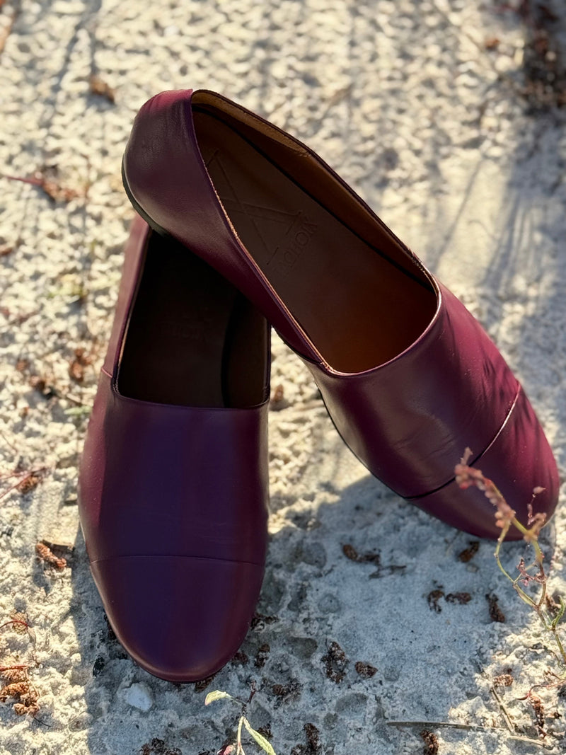Burgundy Leather Slip-On