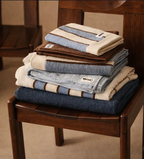 Serviette De Bain - Rayures Bleues