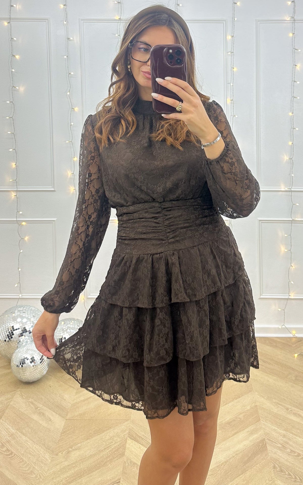 Vestido Encaje Midnight Elegance - Marrón