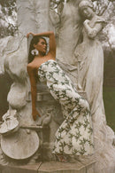 Robe Bustier En Velours Dévoré À Drapé - Oiseaux