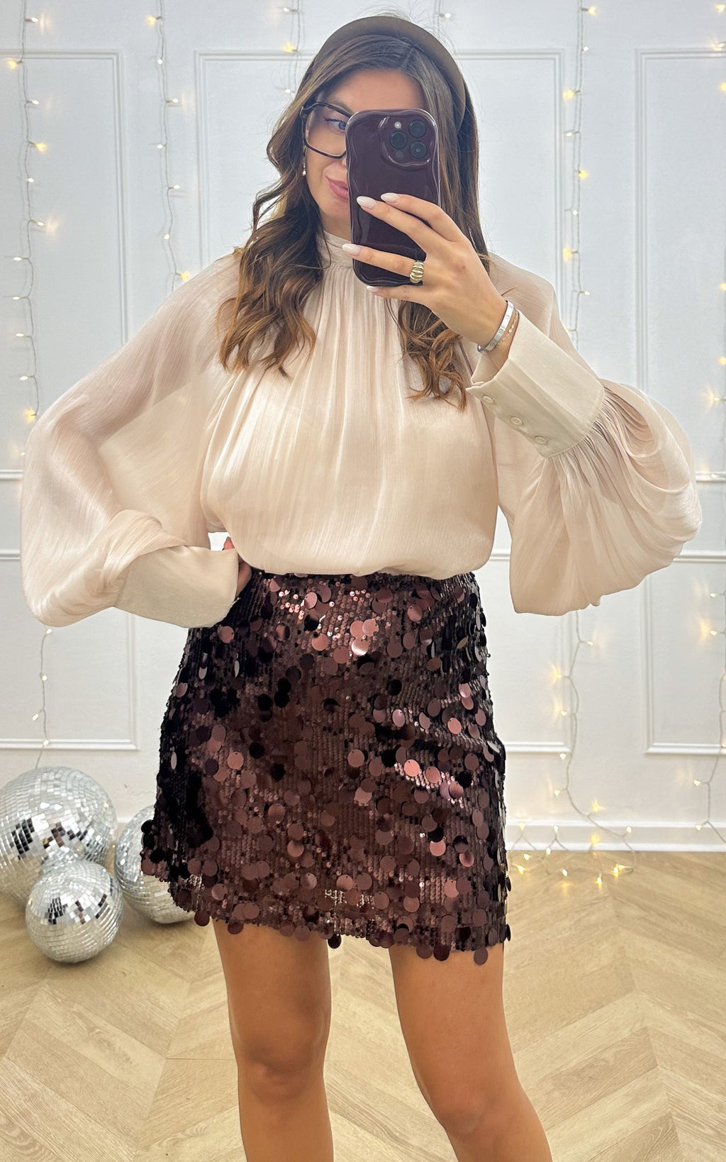 Gonna Paillettes Shine Baby Shine - Marrone