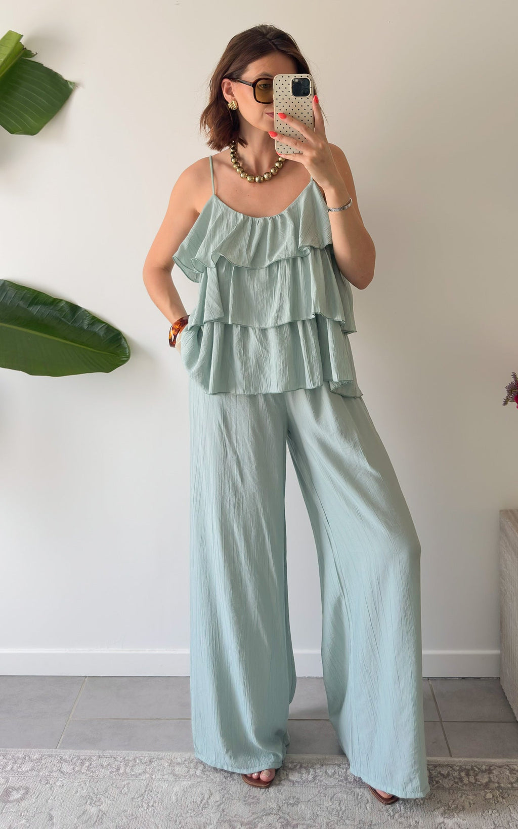 Conjunto con Volantes Avalon - Verde Agua