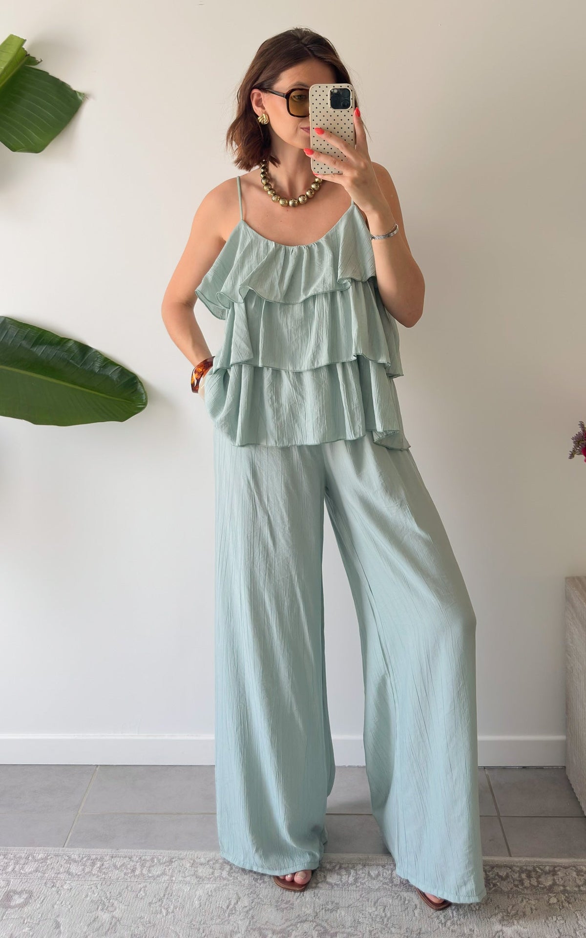 Conjunto con Volantes Avalon - Verde Agua