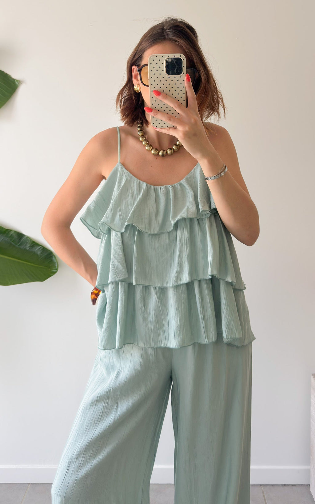 Conjunto con Volantes Avalon - Verde Agua