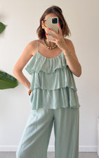 Conjunto con Volantes Avalon - Verde Agua