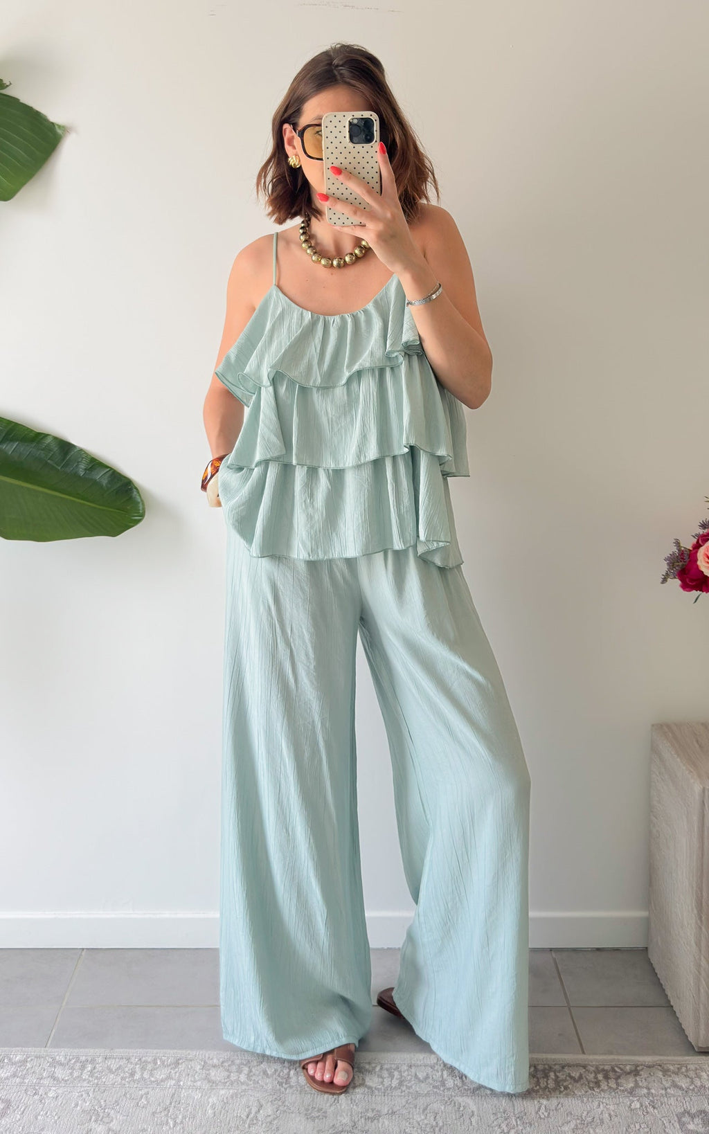 Conjunto con Volantes Avalon - Verde Agua