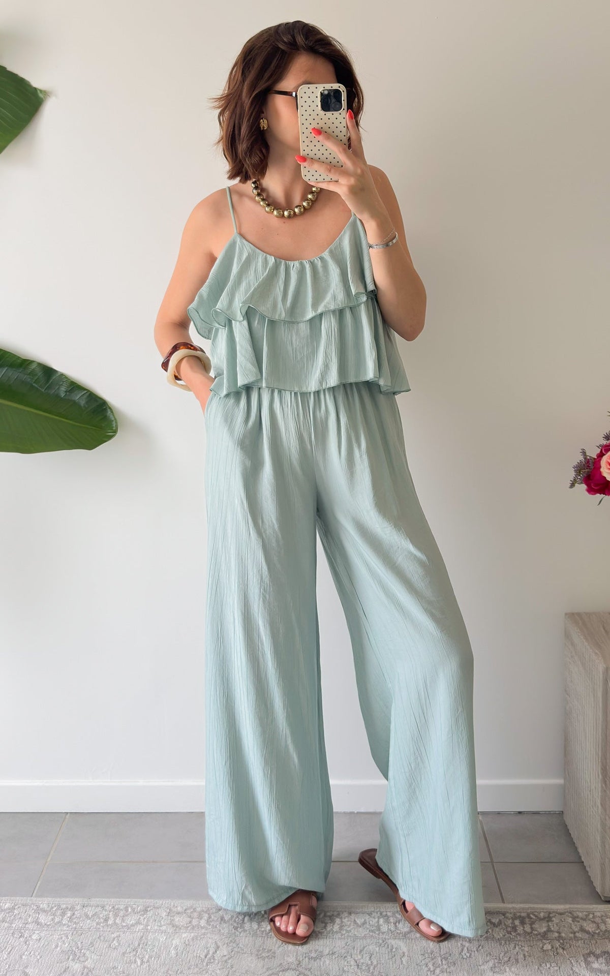 Conjunto con Volantes Avalon - Verde Agua