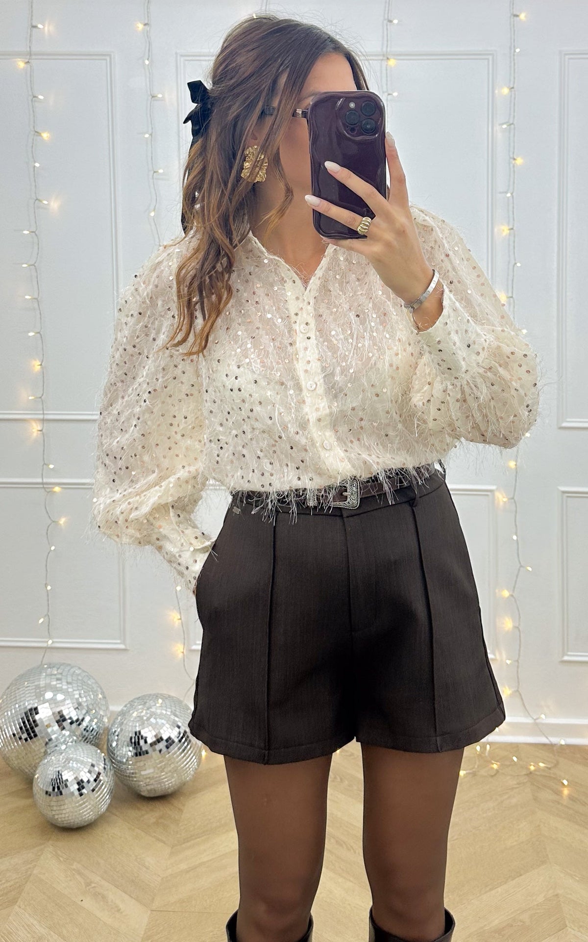 Camisa De Lentejuelas All Eyes On You - Crudo