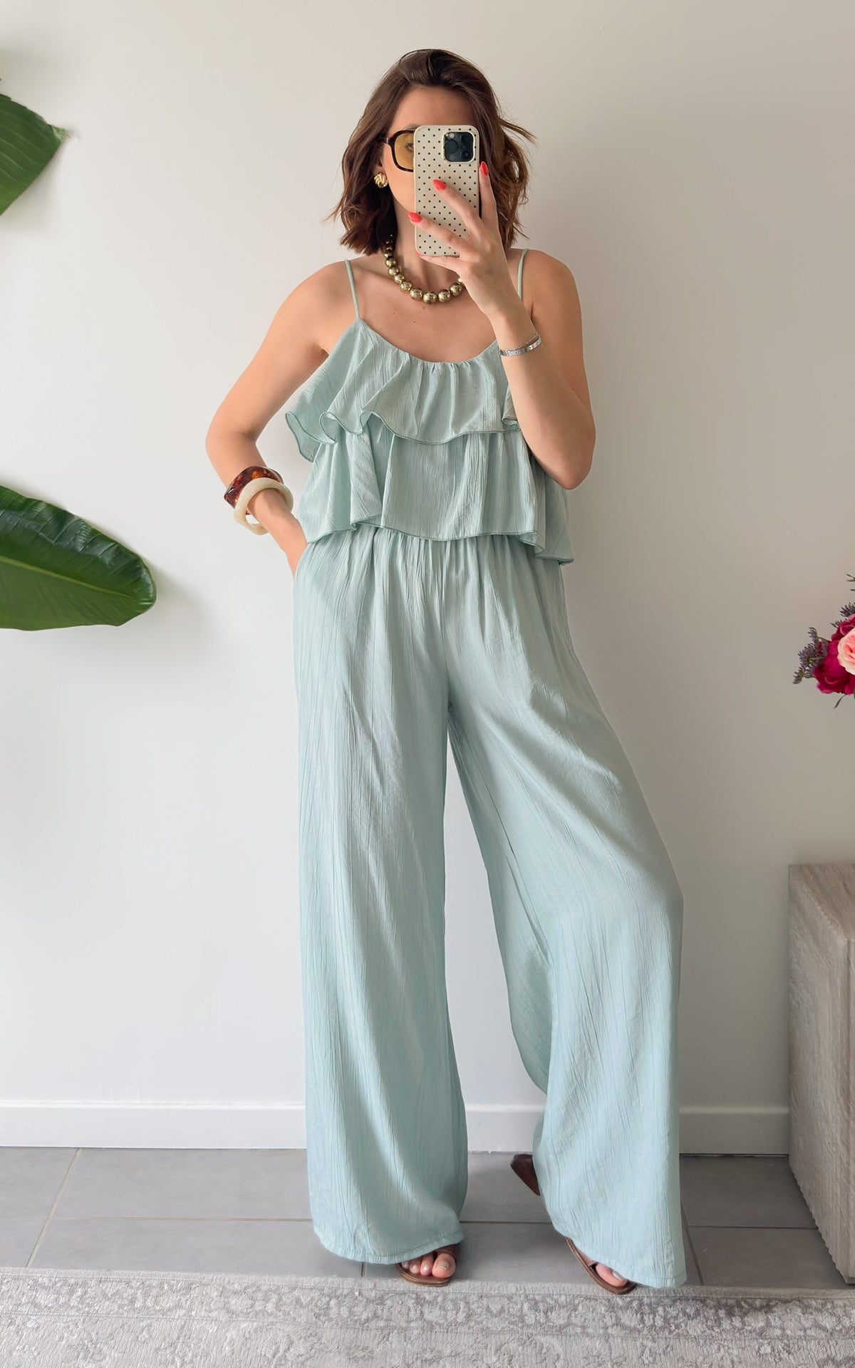 Conjunto con Volantes Avalon - Verde Agua