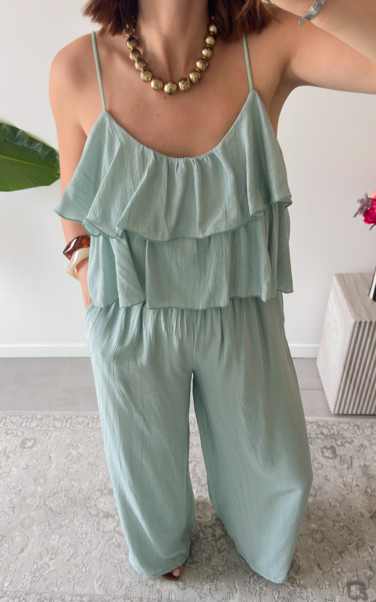 Conjunto con Volantes Avalon - Verde Agua