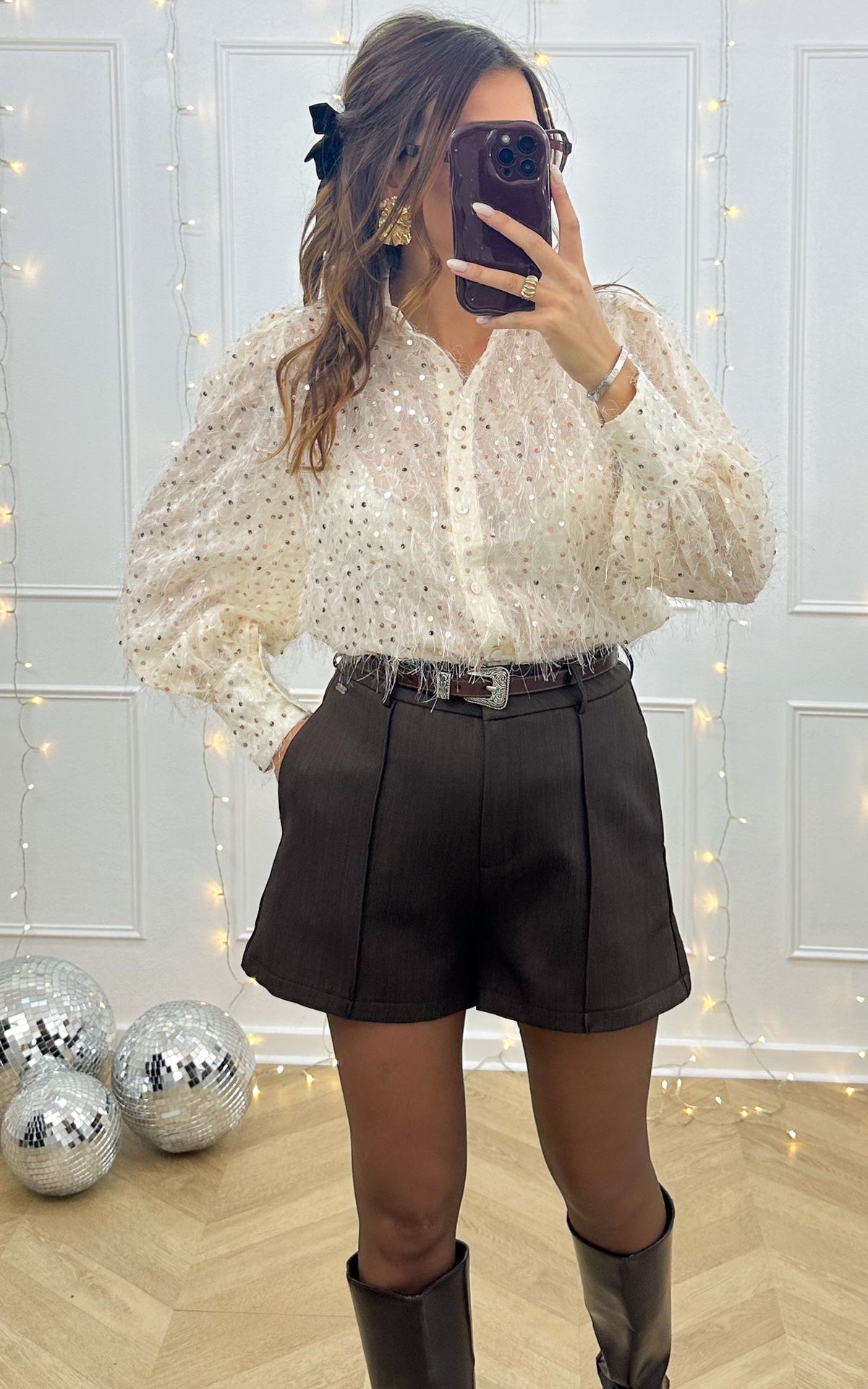 Camisa De Lentejuelas All Eyes On You - Crudo