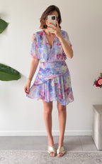 Robe Fleurie Sedona - Bleu