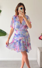 Robe Fleurie Sedona - Bleu