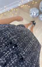 T-Shirt Tweed E Paillettes December Crush - Nero