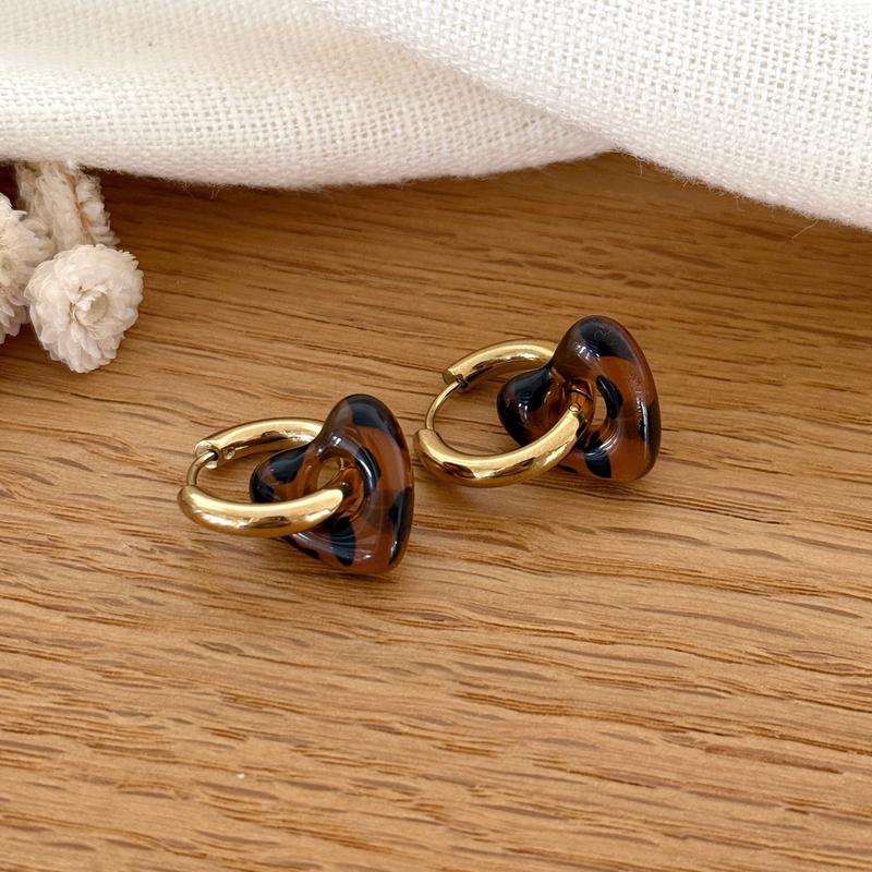 Créoles "Lovo" Léopard Acier