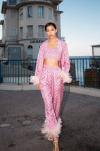 Mara Feather Trousers - Rose Peacock