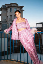 Mara Feather Trousers - Rose Peacock