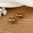 “Mini Flora” Caramel Steel Hoop Earrings