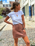 Emilie Faux Croco Leather Skirt Old Pink