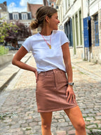 Emilie Faux Croco Leather Skirt Old Pink