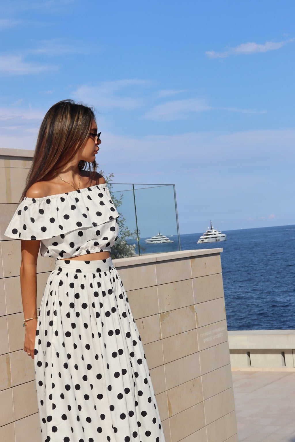 Flavy Skirt - White Polka