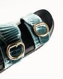 Double Buckle Sandals Petrolio - Lachoix