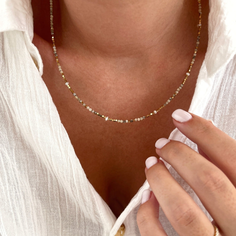Collar jaspe acero "Wallis"-Collares-Instants Plaisirs • Joyas-Instants Plaisirs | Joyas