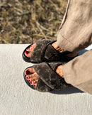 Bloom Crossed Sandals Taupe Gray - Lachoix