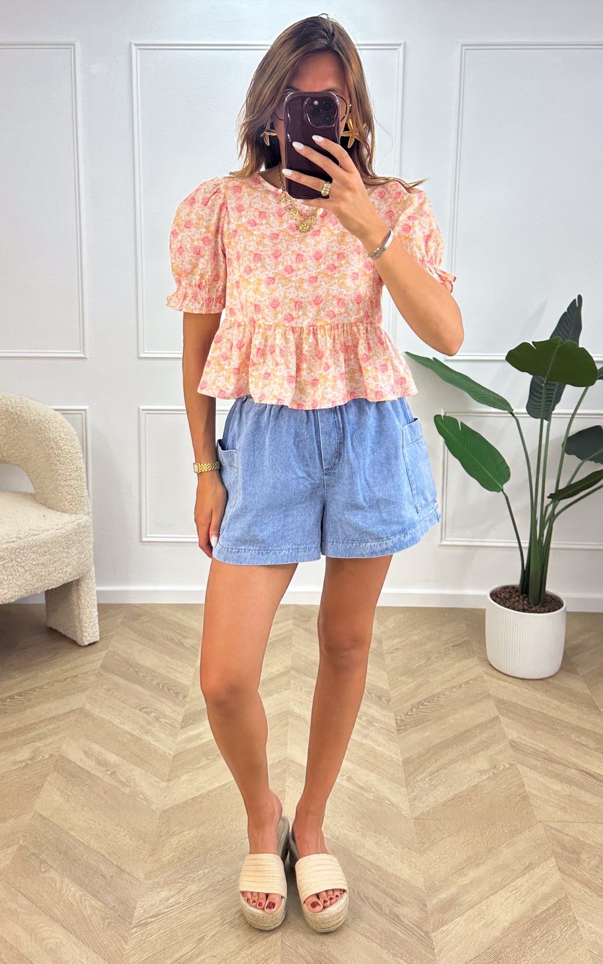 Blusa a Fiori Thaliah - Rosa