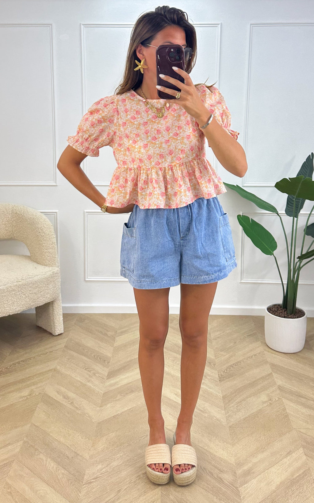 Blusa a Fiori Thaliah - Rosa