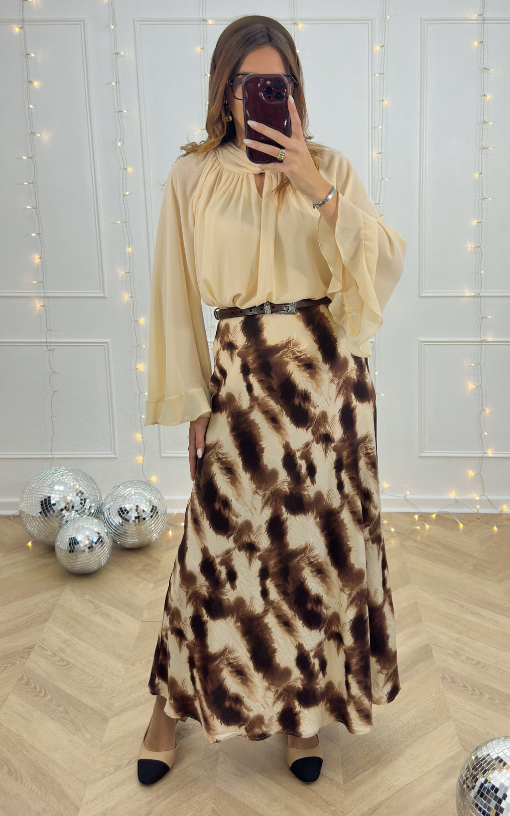 Gonna Lysandrella - Beige E Marrone