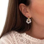 Steel white “Flora” hoop earrings-Instants-Plaisirs-Earrings-Instants Plaisirs | Jewelry