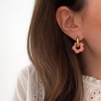 Pendientes aros “Flora” acero coral-Instants-Plaisirs-Pendientes Instants Plaisirs | Joyas