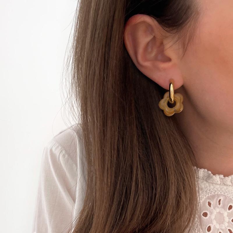 “Flora” steel caramel hoop earrings-Instants-Plaisirs-Earrings-Instants Plaisirs | Jewelry