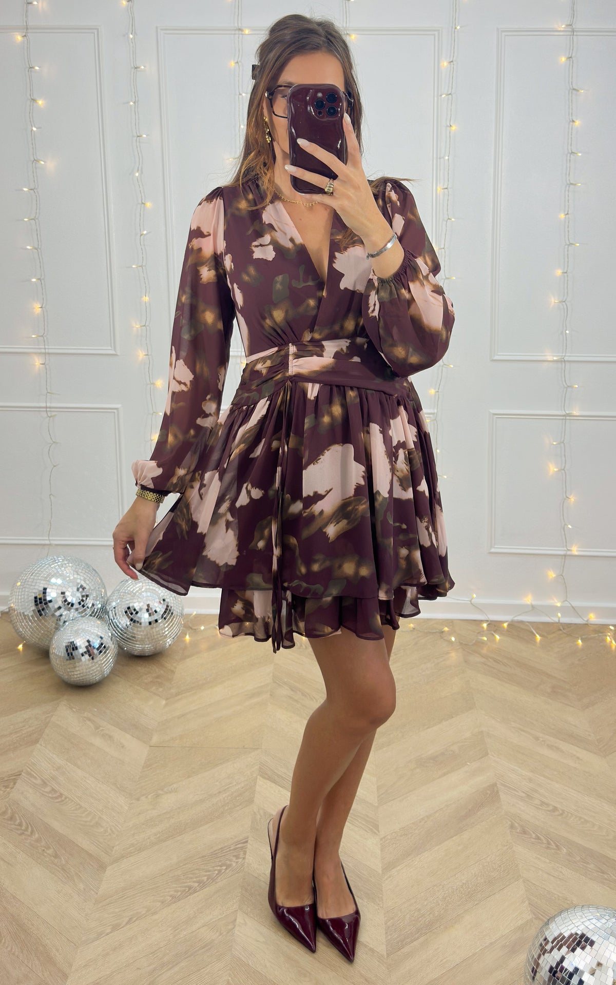 Naelina Dress - Burgundy