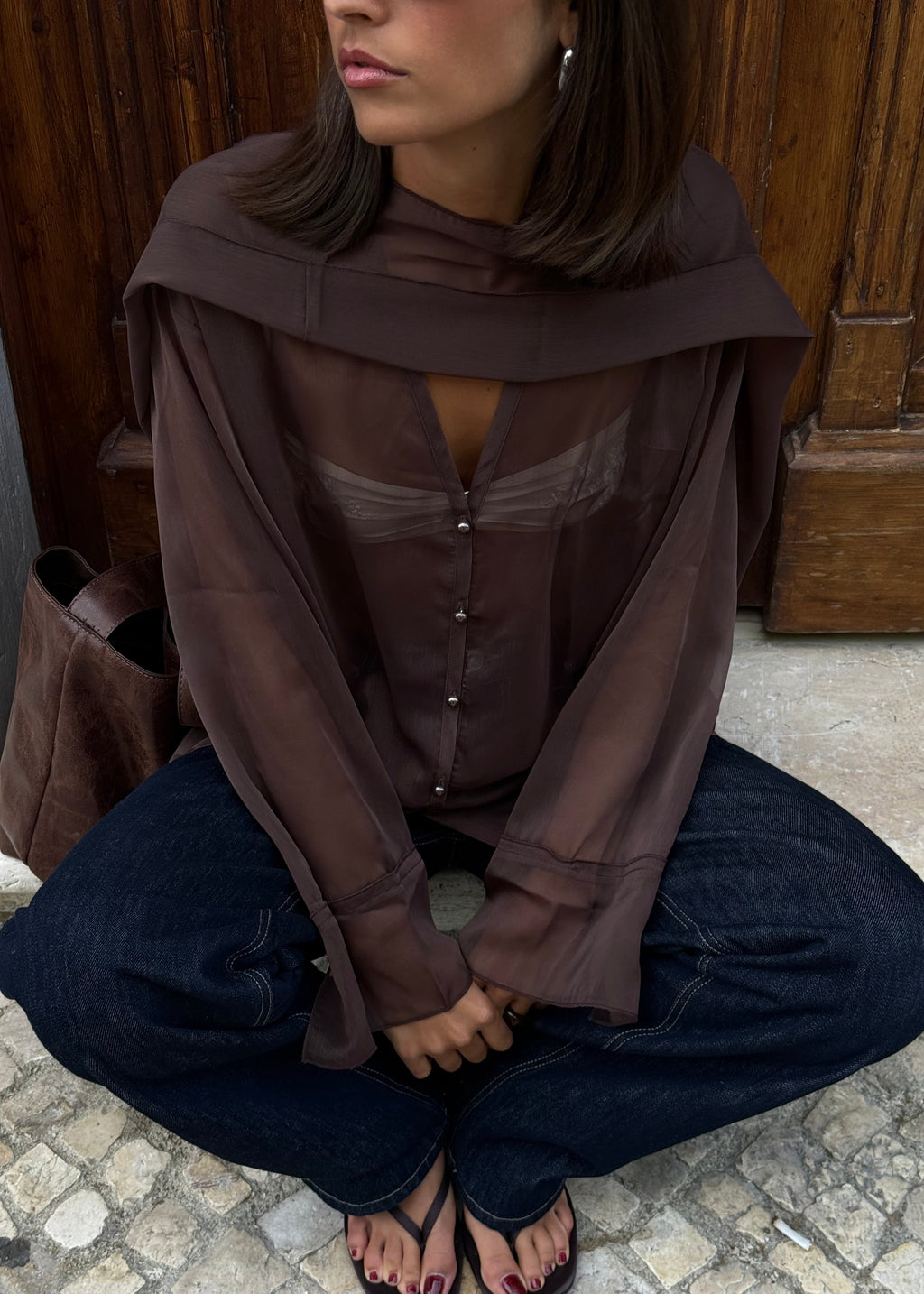 Blouse Haze Sheer - Brown