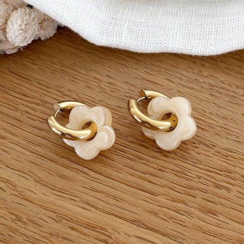 Créoles "Flora" beige acier-Boucles d'oreilles-instants-plaisirs-Instants Plaisirs | Bijoux
