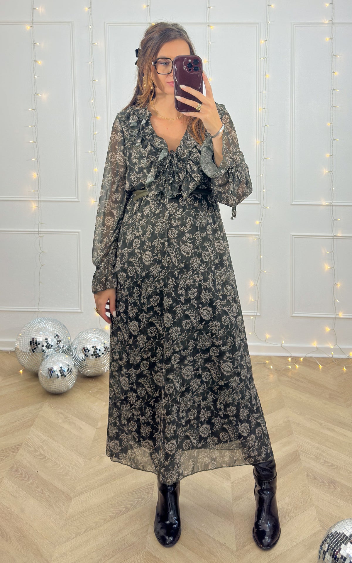Vestido Con Estampado Floral Ceyliane - Caqui
