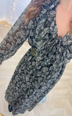 Vestido Con Estampado Floral Ceyliane - Caqui