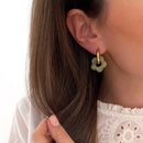“Flora” olive green steel hoop earrings-Earrings-instants-plaisirs-Instants Plaisirs | Jewelry