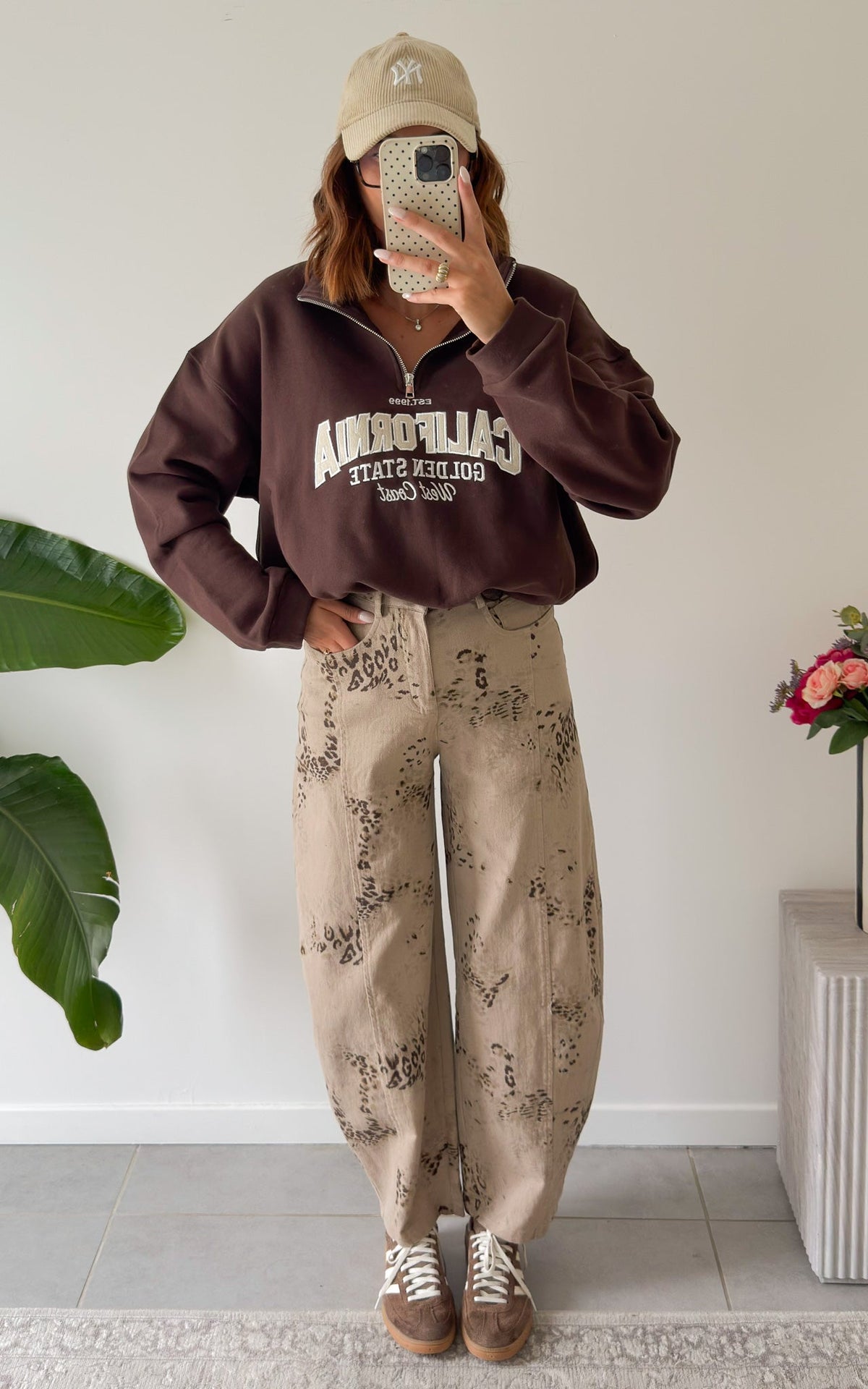 Luce Leopard Jeans - Beige and Chocolate