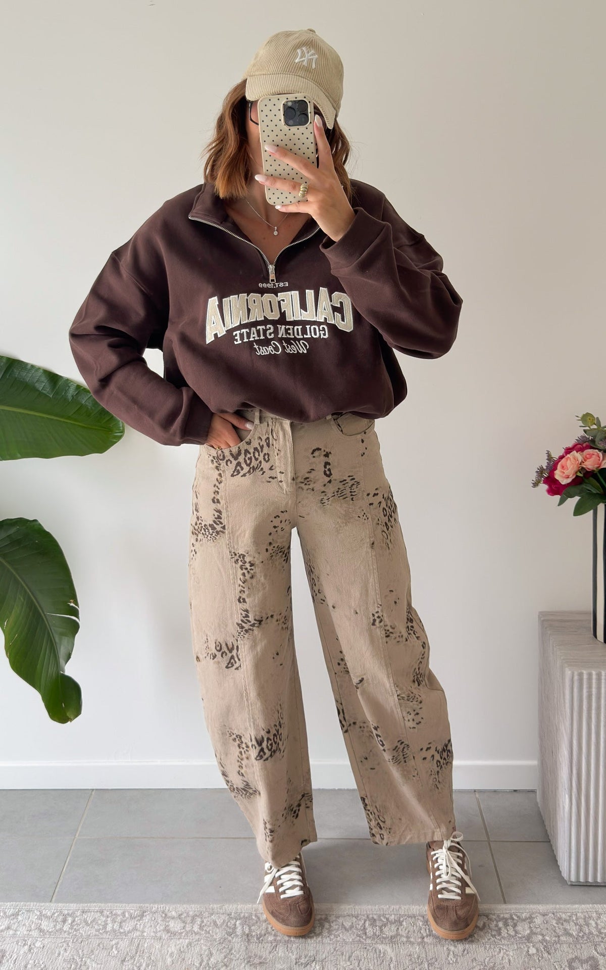 Luce Leopard Jeans - Beige and Chocolate