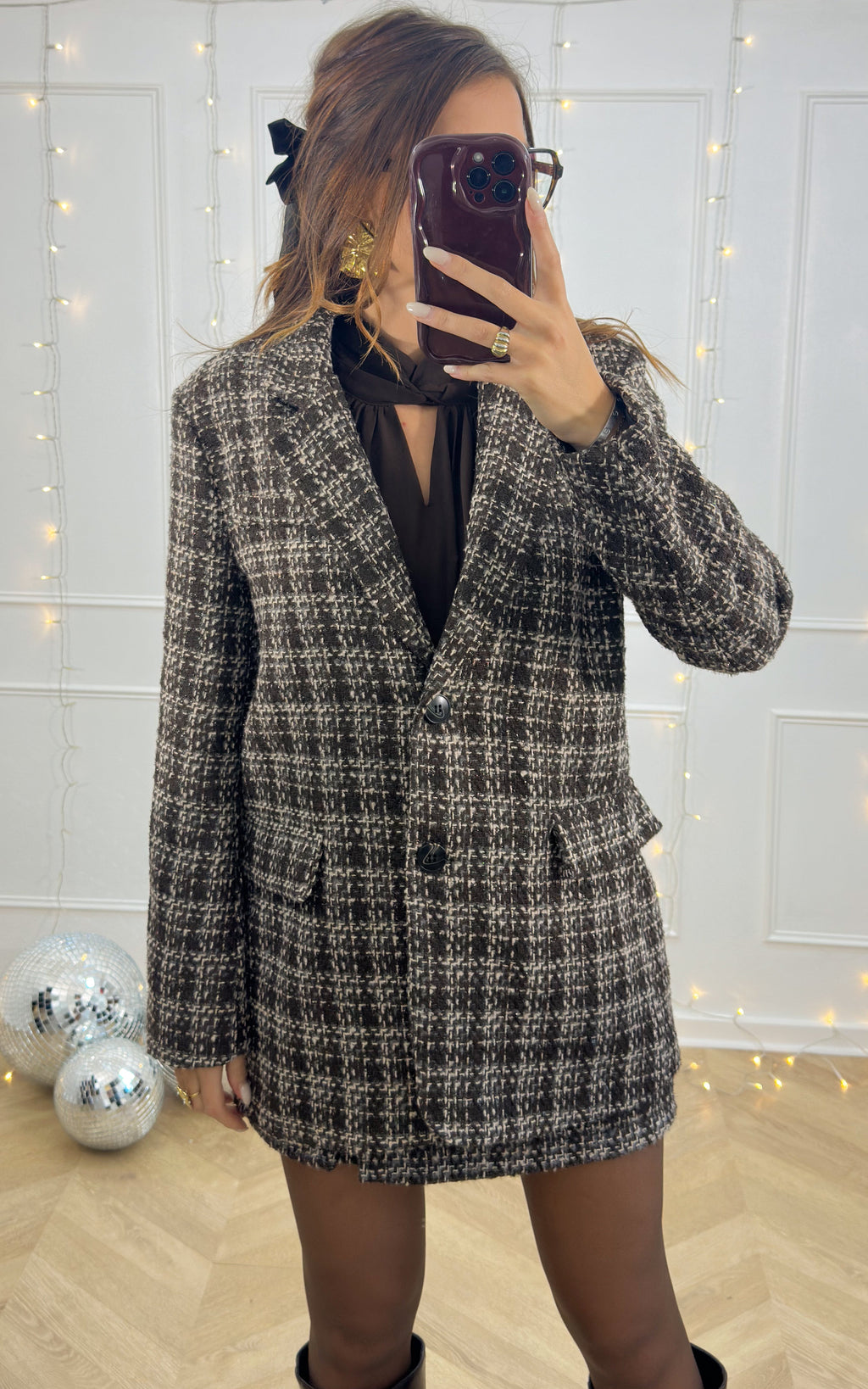 Blazer Tweed Maelisandre - Marrón Y Beis