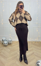 Zenara Knitted Skirt - Chocolate