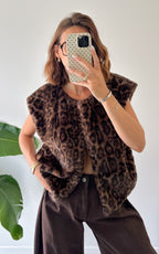 Chaleco Sin Mangas Leopardo Aidae - Marrón