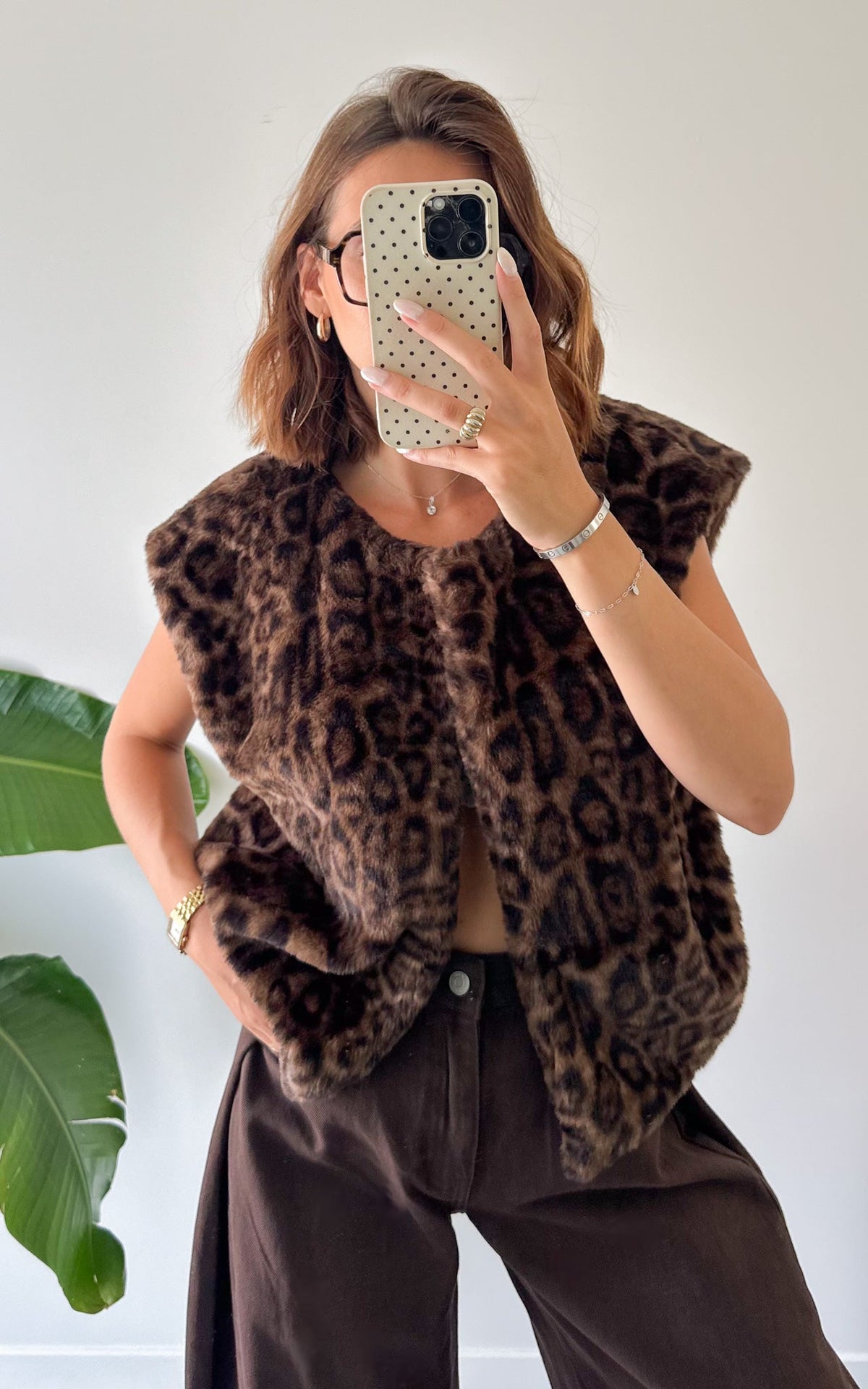 Chaleco Sin Mangas Leopardo Aidae - Marrón
