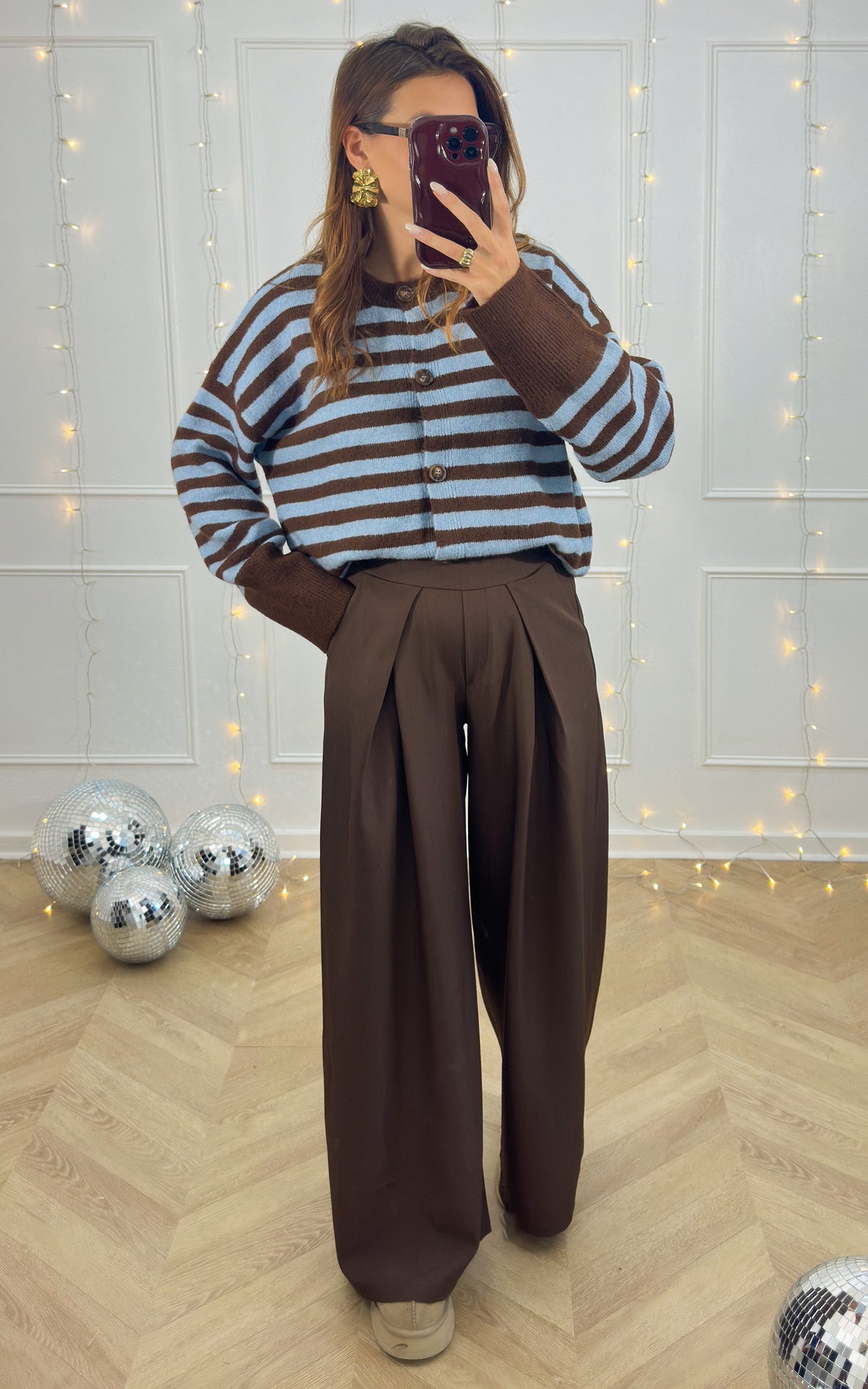 Emalys Striped Cardigan - Blue and Brown